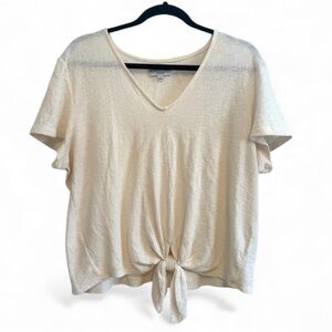 Madewell Cream Tie Front Short Sleeve Tee